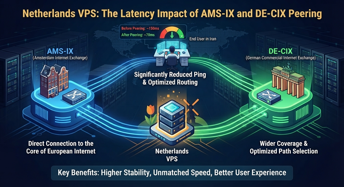 Netherlands VPS: what AMS-IX and DE-CIX peering does for latency